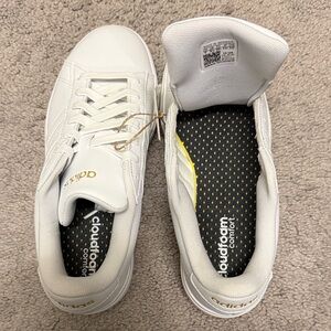 Adidas Cloudfoam White and Gold Sneakers